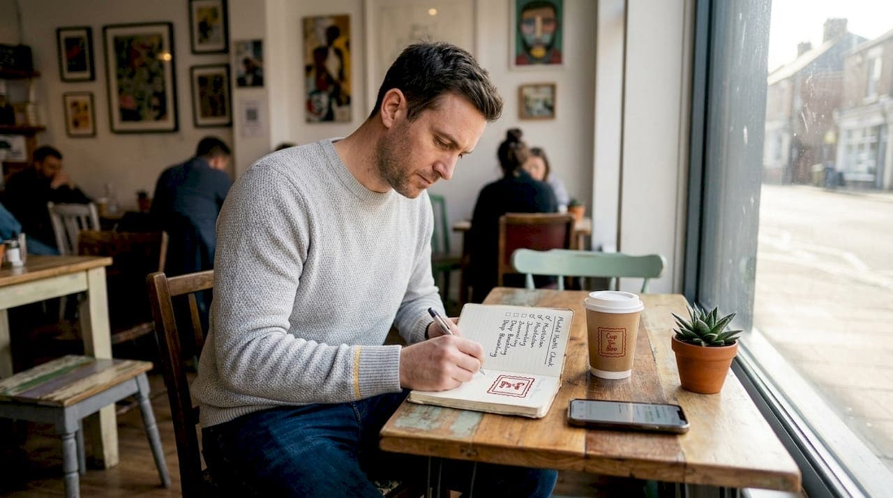 Coffee shop mental health checklist for men in 2026